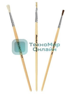 Набор кистей Silwerhof 980055 (набор 3шт) пони круглая №2/коза круглая №3/щетина плоская №4, деревянная ручка