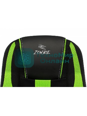 Кресло Бюрократ Zombie 9 черный/салатовый, экокожа, 120 кг, механизм качания