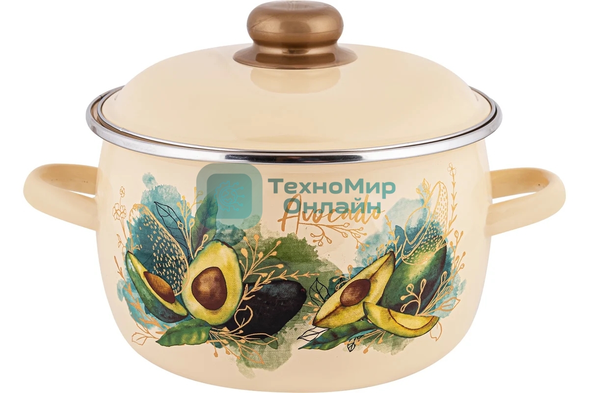 Кастрюля Appetite 1MC181P Avocado крышка сталь, сферическая эмалированная 3 л