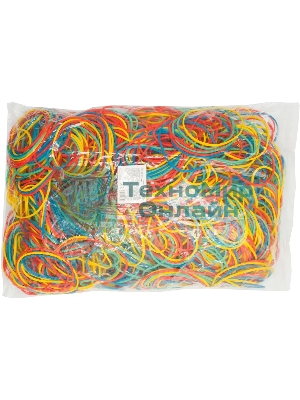 Резинки для купюр Buro d=60 мм, ширина 1.5 мм, 1000 гр, ассорти, пластиковый пакет