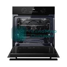 Духовой шкаф Kuppersberg HO 608 BB Glass, High-Tech, 78 л, цвет черный, цвет фурнитуры черный, поворотное управление, дисплей, таймер, 8 режимов, макс. температура 310 градусов, телескопические направляющие (на 1 уровень)