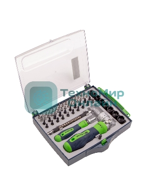 Набор отверток Сибртех отвертки реверсиные с набором бит торцевых головок 61 предметов crv