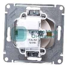 Механизм розетки 1-м СП W59 16А защ. шторки с заземл. белый SchE RS16-152-1-86