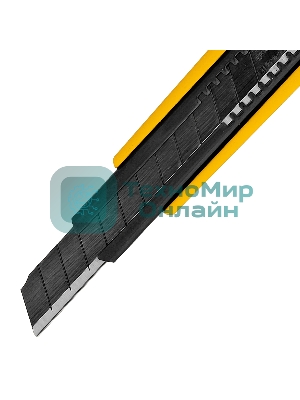 Нож Denzel 9 мм, сменное лезвие, SK4, алюминиевый корпус, торцевой зажим