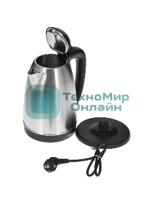 Чайник электрический Galaxy GL 0321 серый, металл, 2000 Вт, 2,5 л, корпус из нержавеющей стали AISI 304, скрытый нагревательный элемент из нержавеющей стали AISI 304, индикатор работы