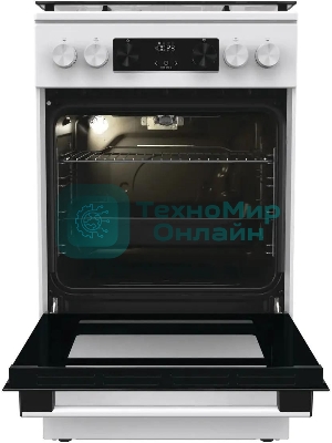 Плита Газовая Gorenje GGI5C22WF, газовая духовка, стеклянная крышка, чугун, белый