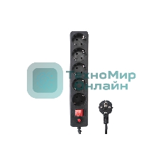 Сетевой фильтр Гарнизон EHLB-2, 5 р, 10А 3 м черный