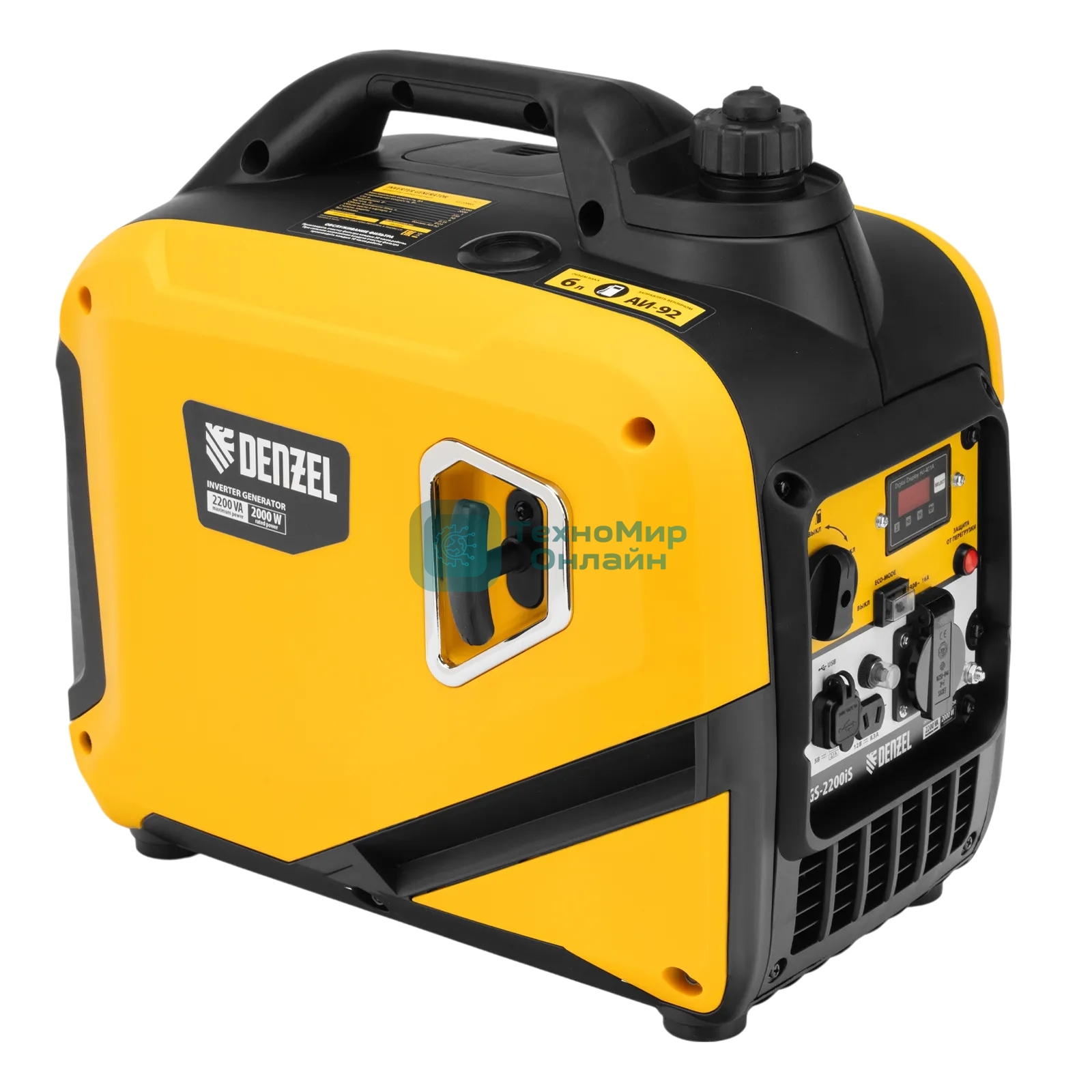 Генератор инверторный Denzel GS-2200iS, 2,2 кВт, 230 В, закрытый корпус, ручной старт