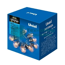 Гирлянда светодиодная Uniel Лампочки ретро на батарейках 3AA (не в/к) 18м 10 светодиодов теплый белый свет ULD-S1800-010/STB/3AA WARM белый IP20 RETRO BULBS