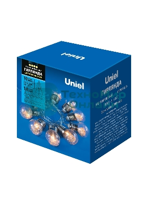 Гирлянда светодиодная Uniel Лампочки ретро на батарейках 3AA (не в/к) 18м 10 светодиодов теплый белый свет ULD-S1800-010/STB/3AA WARM белый IP20 RETRO BULBS