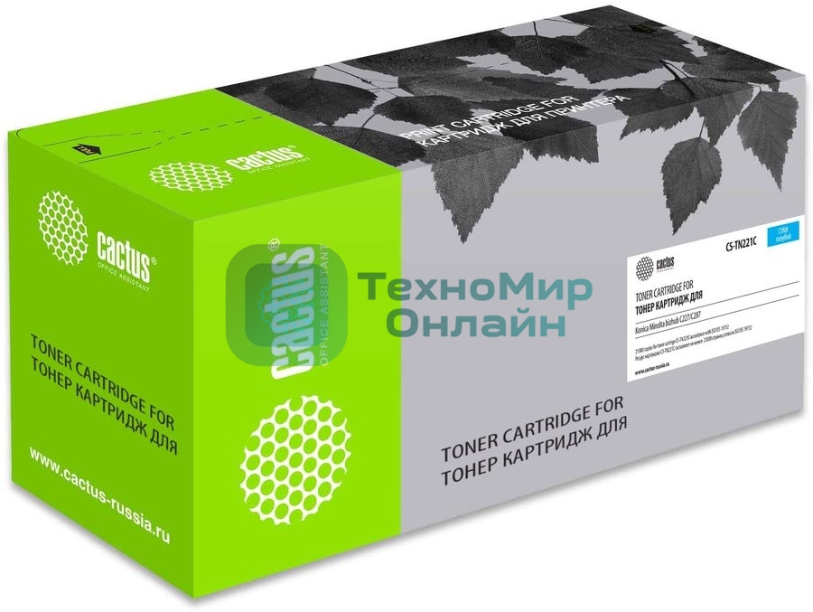 Картридж лазерный Cactus CS-TN221C голубой (21000 стр.) для Konica Minolta bizhub C227/C287
