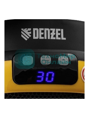 Тепловентилятор керамический Denzel DTFC-700 портативный, черный/желтый, 700 Вт, 10 м2, цифровой термостат