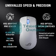 Мышь ASUS ROG ROG HARPE II ACE, 48g, Wired, 2.4GHz RF, Bluetooth 5.1, 442K DPI sensor, 5 Prograммable Buttons, White
