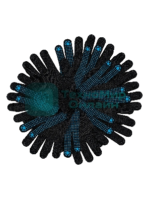 Перчатки трикотажные Сибртех х/б, 200 пар, ПВХ точка, 3 нити, 10 класс