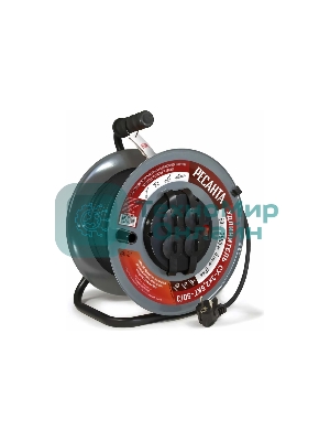 Удлинитель силовой Ресанта СУ-3х2,5КГ-50/3 (61/118/10) 2x1.0 кв.мм 4 розет. 40 м ПВС катушка серый