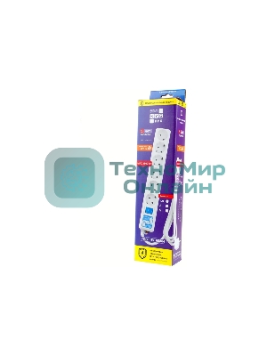 Сетевой фильтр PowerCube, PC PRO, 5 м, 6р, белый, 16А, SPL6-16-P-5M