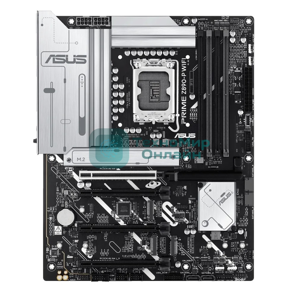 Материнская плата ASUS PRIME Z890-P WIFI, LGA 1851, Intel Z890, 4xDDR5, 4xSATA, 4xM.2, 1xPCIe 5.0 x16, 2xPCIe 4.0 x4, 1xPCIe 4.0 x1, 1xHDMI, 1xDP, 1xUSB-C (видеовыход), 2xUSB-A 3.2 Gen 1, 1xUSB-A 3.2 Gen 2, 4xUSB-A 2.0, 1xUSB-C Thunderbolt 4, 1x 2.5Gb LAN, 3x3.5 мм, 7.1, ATX