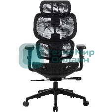 Кресло Cactus CS-MC555-BK черный, сетка, 150 кг, подголовник, регулируемые подлокотники, механизм качания