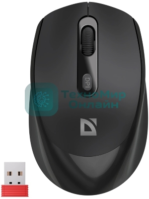 Мышь беспроводная Defender Vision MS-376 черный, 1600 dpi, радиоканал, Bluetooth, USB, кнопки - 4