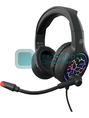 Гарнитура Oklick HS-L930G чёрный/синий, проводная, USB, подсветка