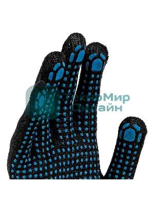 Перчатки трикотажные Сибртех х/б, 200 пар, ПВХ точка, 3 нити, 10 класс