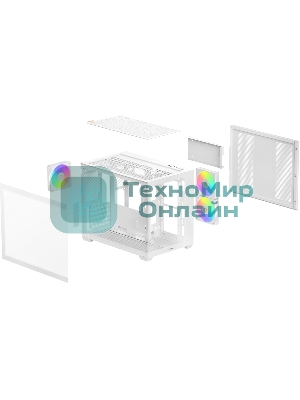 Корпус Ocypus Gamma C54 WH ARGB, Mini-Tower, белый, 3 x 120 мм