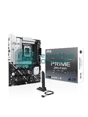Материнская плата ASUS PRIME Z890-P WIFI, LGA 1851, Intel Z890, 4xDDR5, 4xSATA, 4xM.2, 1xPCIe 5.0 x16, 2xPCIe 4.0 x4, 1xPCIe 4.0 x1, 1xHDMI, 1xDP, 1xUSB-C (видеовыход), 2xUSB-A 3.2 Gen 1, 1xUSB-A 3.2 Gen 2, 4xUSB-A 2.0, 1xUSB-C Thunderbolt 4, 1x 2.5Gb LAN, 3x3.5 мм, 7.1, ATX