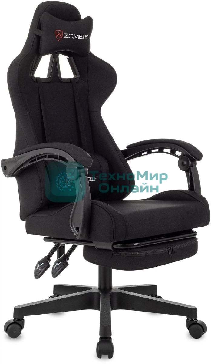 Кресло Zombie Shadow черный, экокожа, 120 кг, механизм качания, подставка для ног