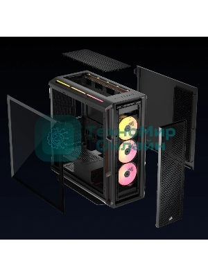 Корпус без блока питания Case Corsair iCUE LINK 5000T LX RGB, Midi-Tower, TG, 3x120мм RGB, 4xUSB-A 3.2, 1xUSB 3.2 Type-C, E-ATX, ATX, mATX, mITX Black