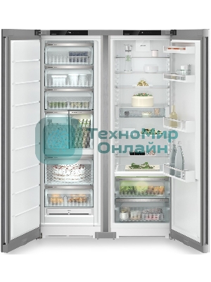Холодильник Liebherr Комбинация XRFsf 5245-22 001(SFNsfd 5247-22 001 + SRBsfc 5220-22 001) серебристый двухкамерный 377/262л морозилка сбоку, Side by Side