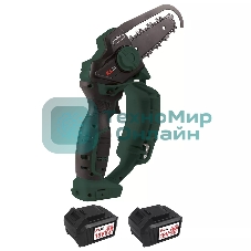 Профессиональная аккумуляторная цепная мини-пила KLPRO KLBZT18-50 (18В, Li-ion-2шт 5,0А·ч, ЗУ 4,5А, 3200 об/мин, 110мм)