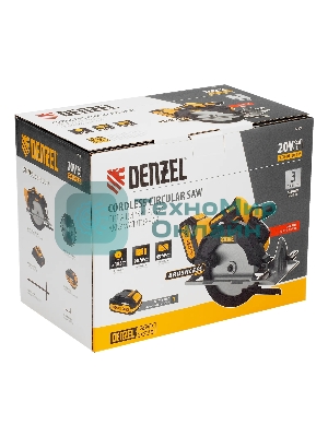 Пила циркулярная аккумуляторная бесщет. Denzel CCSH-BL-20-185, 185 мм, Li-Ion, 20 В