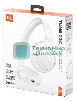 Беспроводные наушники JBL Tune 530BT белый, накладные, Bluetooth, складная конструкция