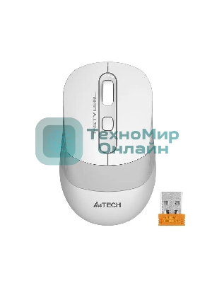 Мышь беспроводная A4Tech Fstyler FG10 белый/серый, 2000 dpi, радиоканал, USB, кнопки - 4