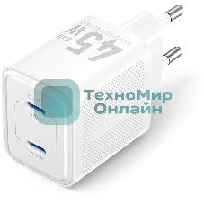 Сетевое зарядное устройство Vention на 2 порт USB С+C GaN 45W белый