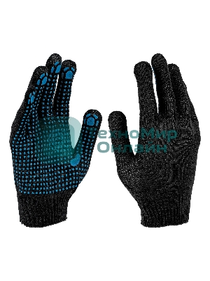 Перчатки трикотажные Сибртех х/б, 200 пар, ПВХ точка, 3 нити, 10 класс