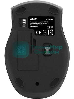 Мышь беспроводная Acer OMR030 черный, 1600 dpi, радиоканал, USB, кнопки - 4