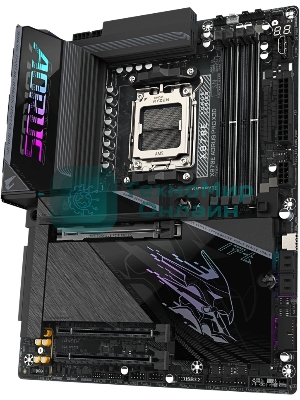 Материнская плата Gigabyte X870E AORUS PRO X3D, AM5, AMD X870E, 4xDDR5, 4xSATA, 4xM.2, 1xPCIe 5.0 x16, 1xPCIe 4.0 x16, 1xPCIe 3.0 x16, 1xHDMI, 1x5Gb LAN, Wi-Fi 7, Bluetooth 5.4, 2xUSB-C 40Gbps (USB4), 2xUSB-C 10Gbps, 5xUSB-A 10Gbps, 3xUSB-A 5Gbps, 3x3.5 мм + S/PDIF оптический, 7.1, чёрный, ATX