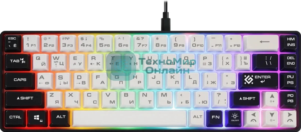 Игровая клавиатура проводная Defender Aris GK-349 RU,бел/черный,68кн+FN,радуж,1.5м