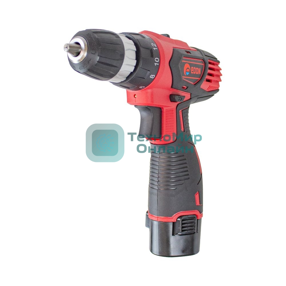 Дрель-шуруповерт Edon AD-12CA, 12 В, 2 Ач, 23 Нм, щеточный