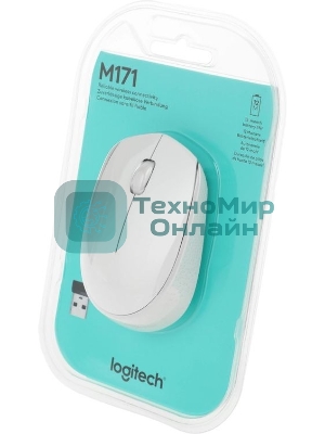 Мышь беспроводная Logitech M171 белый, 1000 dpi, радиоканал, USB, кнопки - 3