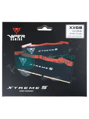 Оперативная память Patriot Viper Xtreme 5, DDR5, 32GB (2x16GB), 8200MHz, CL38, DIMM, с радиаторами, черный