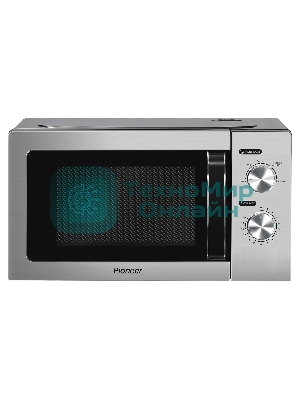 Микроволновая печь Pioneer MW212M серебристый/черный, 20 л, 700 Вт, переключатели - поворотный механизм