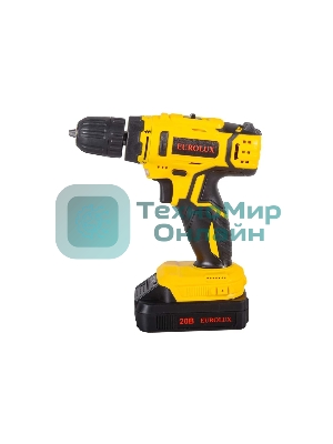 Дрель-шуруповерт Eurolux ДА-20/2Li, 20 В, 1.5 Ач, 35 Нм, щеточный