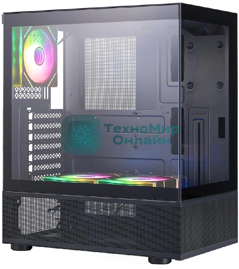 Компьютерный корпус 1STPLAYER MIKU Mi7-A ARGB Black, ATX, 3x120мм ARGB fans