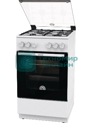 Плита газовая Gorenje GG5A10WH белый, конфорок 4 газовых, духовка 70 л, 50 см x 85 см x 59.4 см