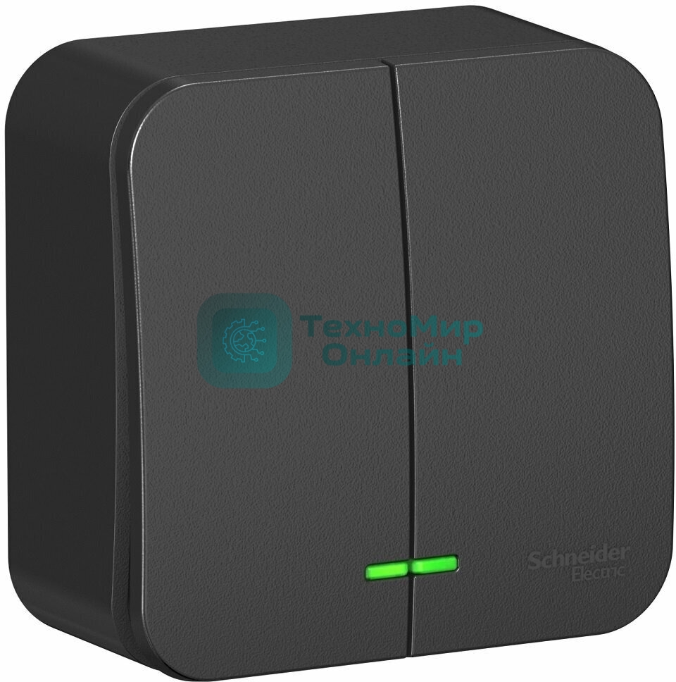 Выключатель 2-кл. ОП Blanca 10А IP20 (сх. 5) 250 В с подсветкой с изолир. пластиной антрацит SchE BLNVA105116