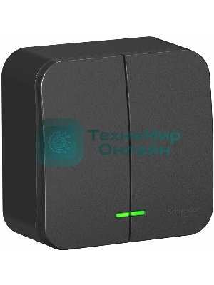 Выключатель 2-кл. ОП Blanca 10А IP20 (сх. 5) 250 В с подсветкой с изолир. пластиной антрацит SchE BLNVA105116