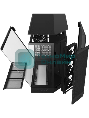 Компьютерный корпус без блока питания Case NZXT H9 Flow RGb (2025), Midi-Tower, TG, 3x140мм RGb + 1x120мм, 2xUSB-A 3.2 + 1xUSB-C 3.2, E-ATX, ATX, mATX, mITX черный