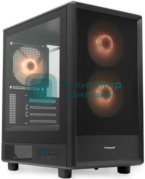 Компьютерный корпус HSPD M310, Mesh Mini-tower, черный, TG, 0.4 SPCC, 3x120мм ARGb mATX, mITX 180/280/160мм 1x2.5